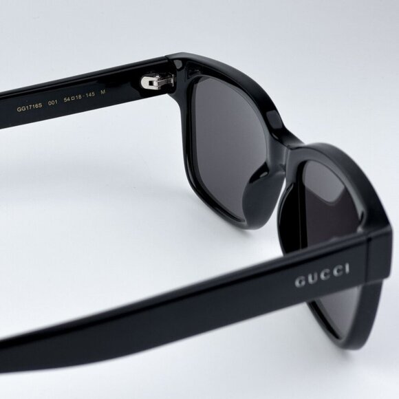 Gucci GG1716S 001 BRAND NEW Sunglasses Black Grey Square Unisex main image 7
